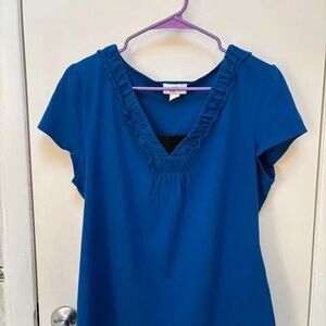 Lulu-B Royal Blue Ruffle Neck Blouse